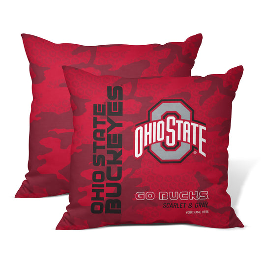 Ohio State Buckeyes Red Camo Throw Pillow | Personalized | Custom
