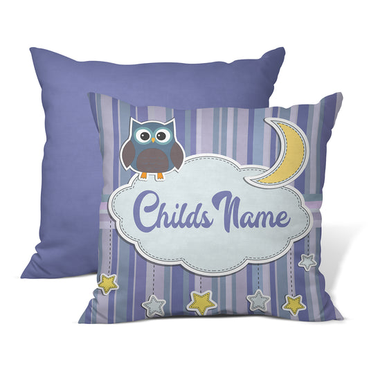 Owl Good Night Moon and Stars Throw Pillow