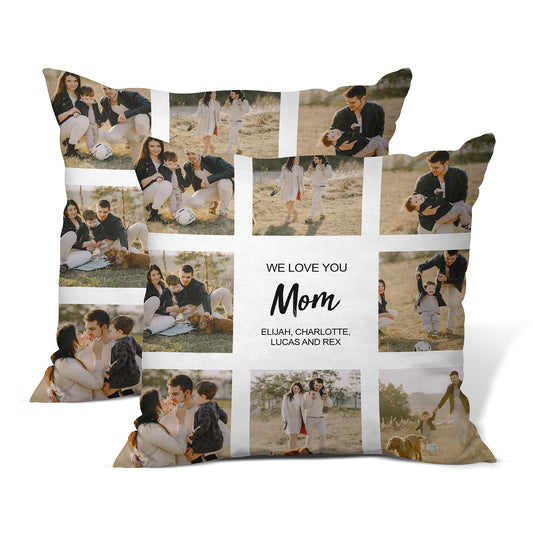 Modern Mother's Day Father's Day Family Photo Collage Throw Pillow