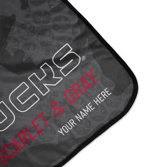 Ohio State Buckeyes Dark Camo Pixel Fleece Blanket | Personalized | Custom
