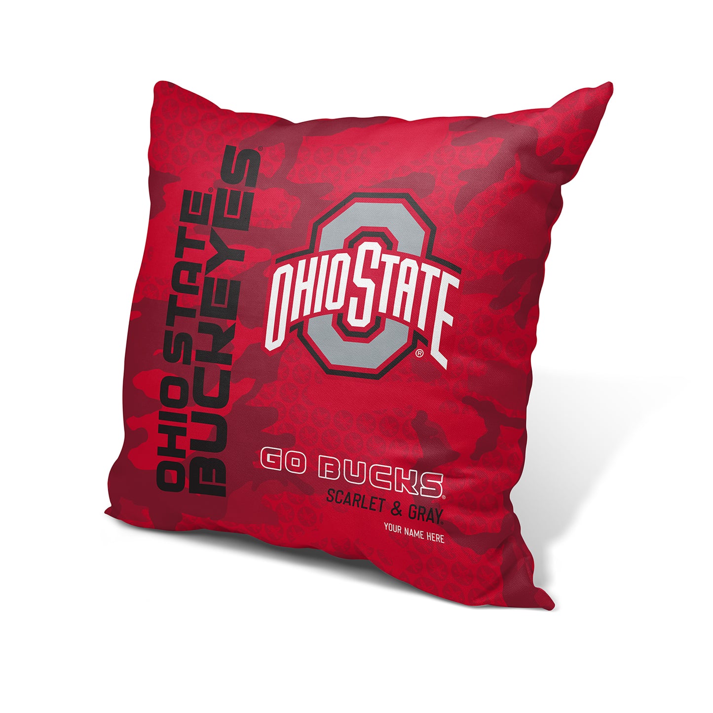 Ohio State Buckeyes Red Camo Throw Pillow | Personalized | Custom
