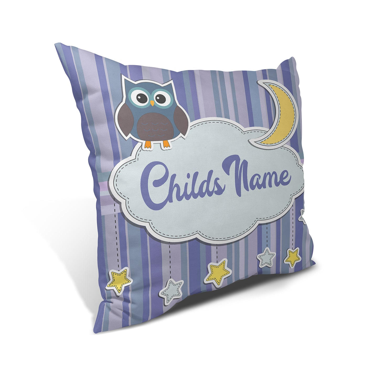 Owl Good Night Moon and Stars Throw Pillow