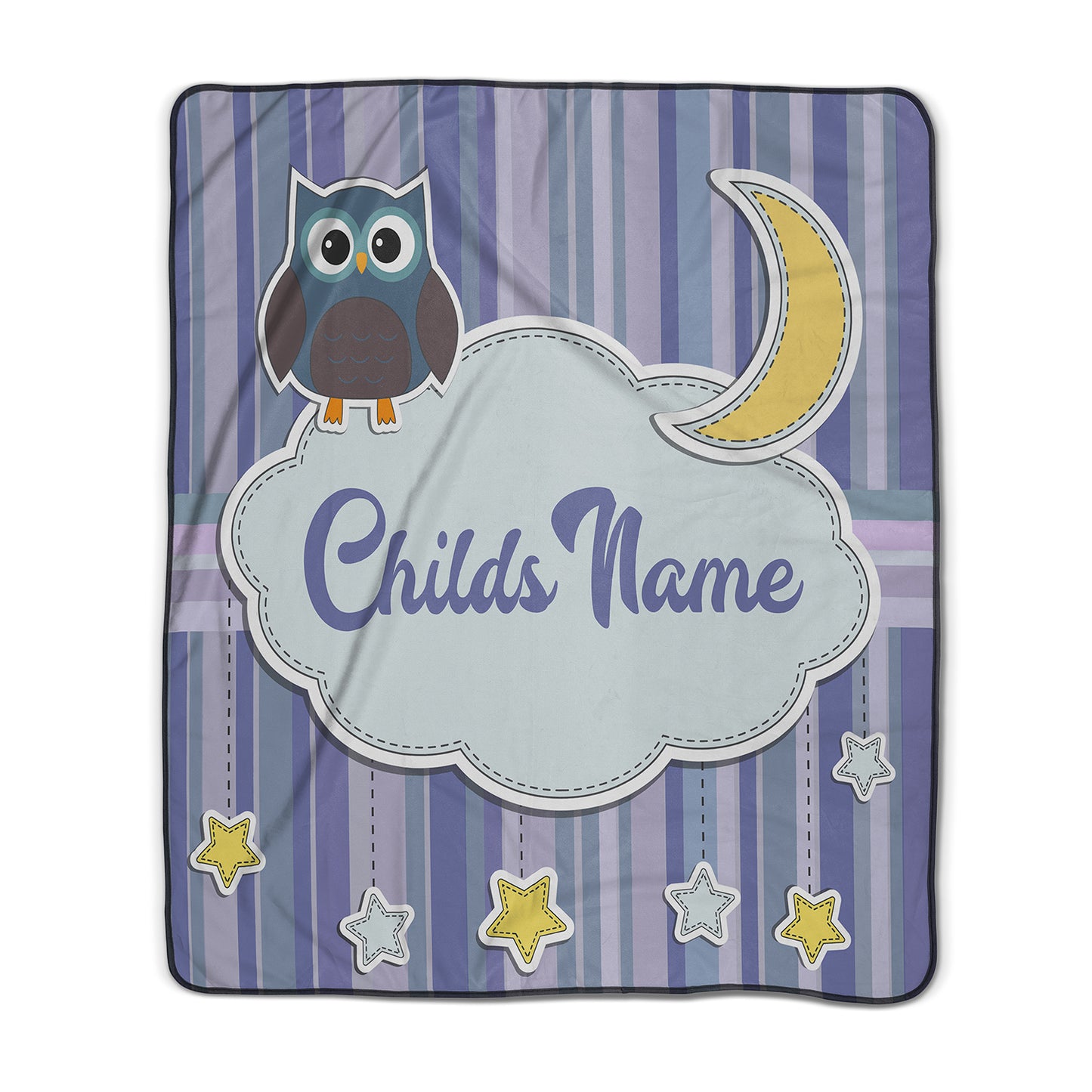 Owl Good Night Moon and Stars Pixel Fleece Blanket