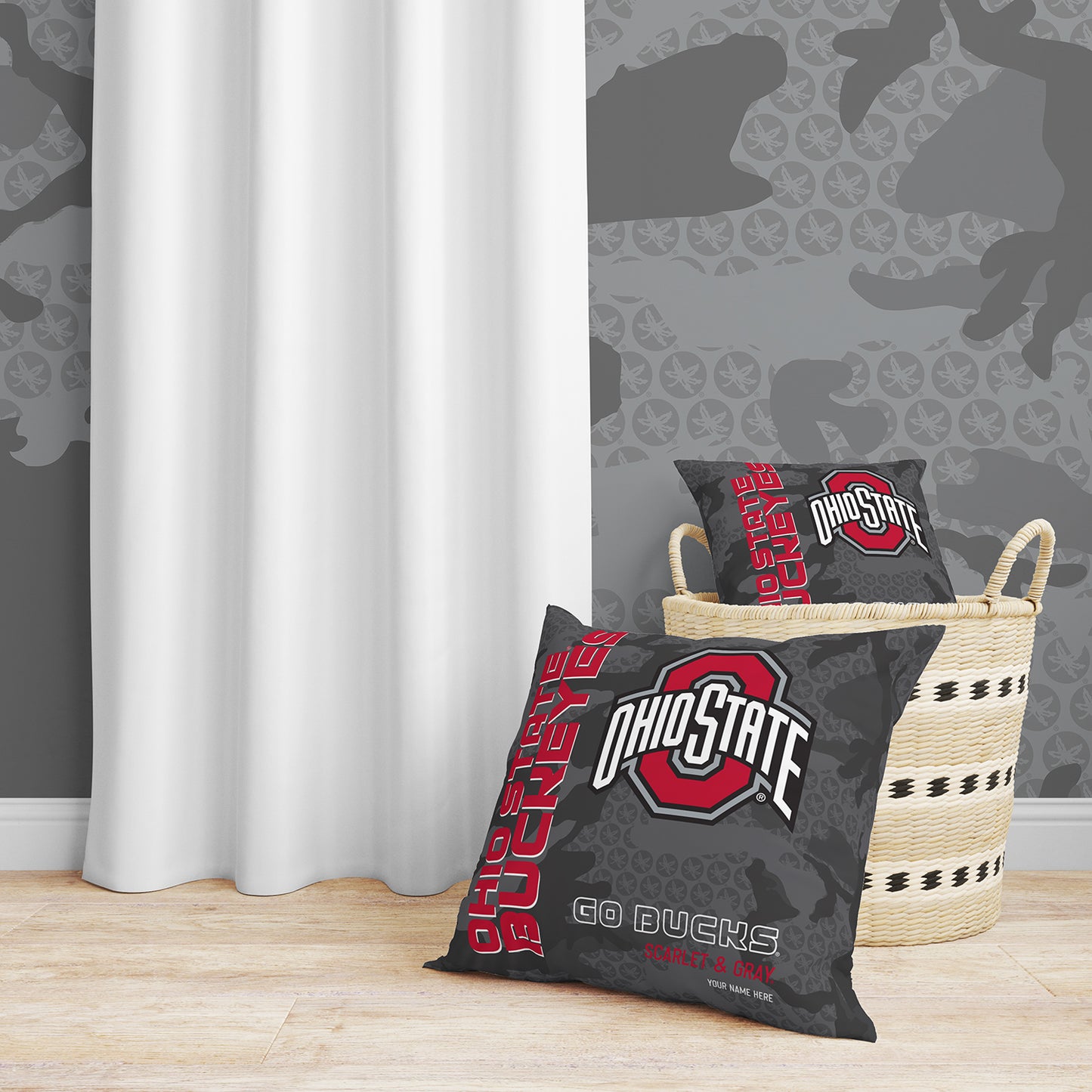 Ohio State Buckeyes Dark Camo Throw Pillow | Personalized | Custom