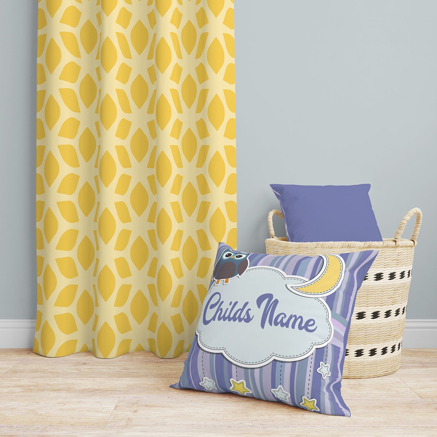 Owl Good Night Moon and Stars Throw Pillow