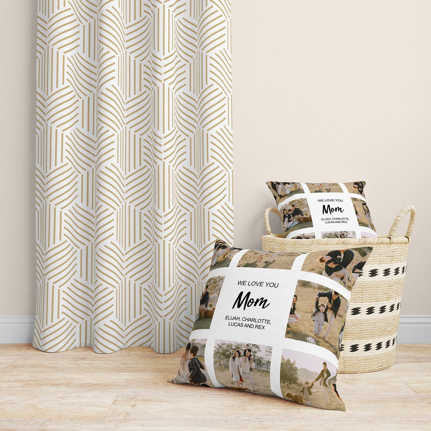 Modern Mother's Day Father's Day Family Photo Collage Throw Pillow