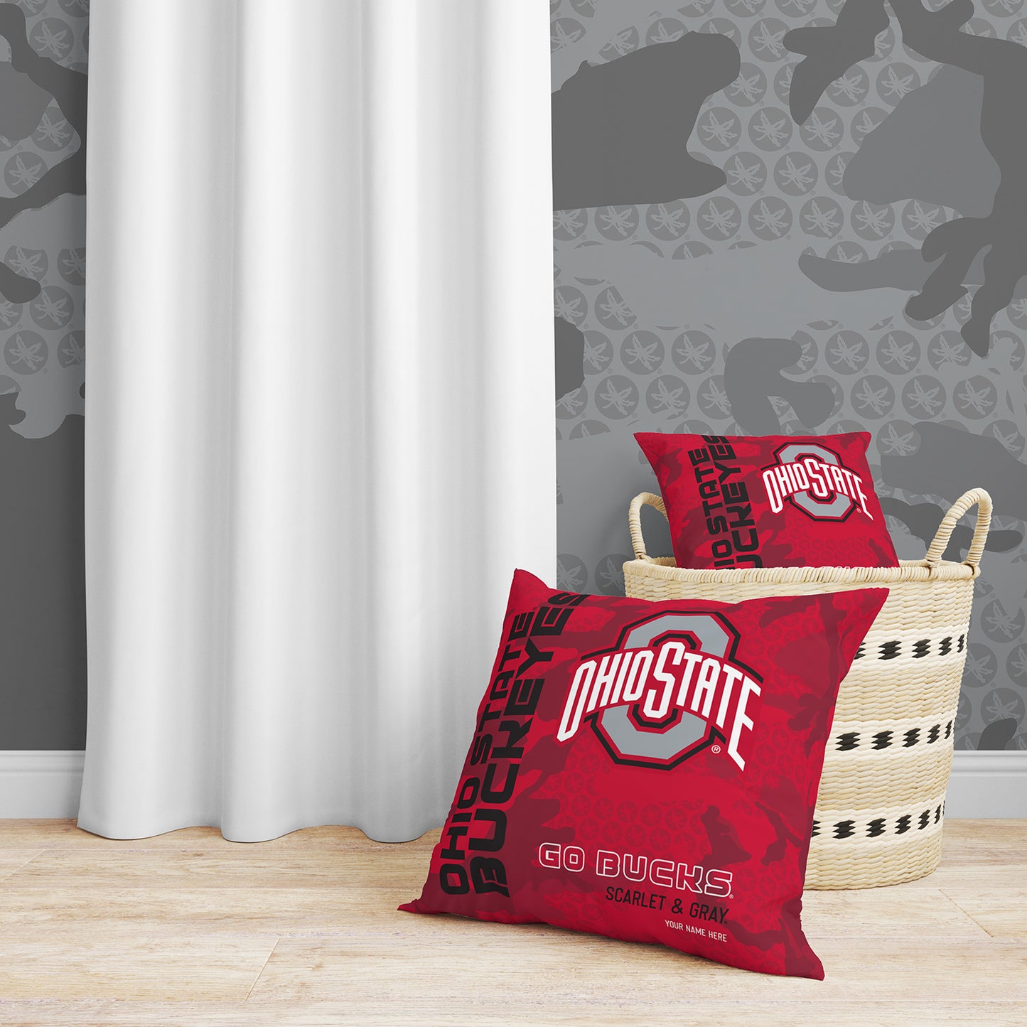 Ohio State Buckeyes Red Camo Throw Pillow | Personalized | Custom