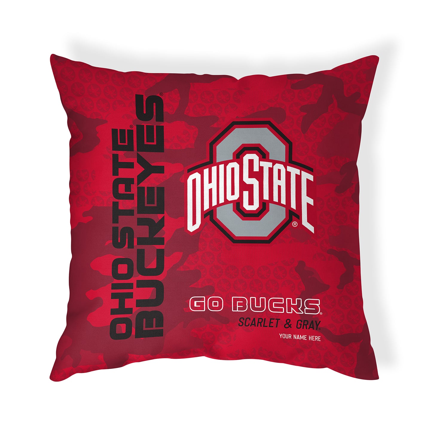 Ohio State Buckeyes Red Camo Throw Pillow | Personalized | Custom
