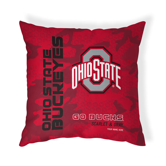 Ohio State Buckeyes Red Camo Throw Pillow | Personalized | Custom