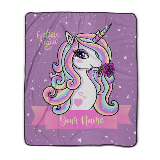 Believe In Magic Unicorn Pixel Fleece Blanket