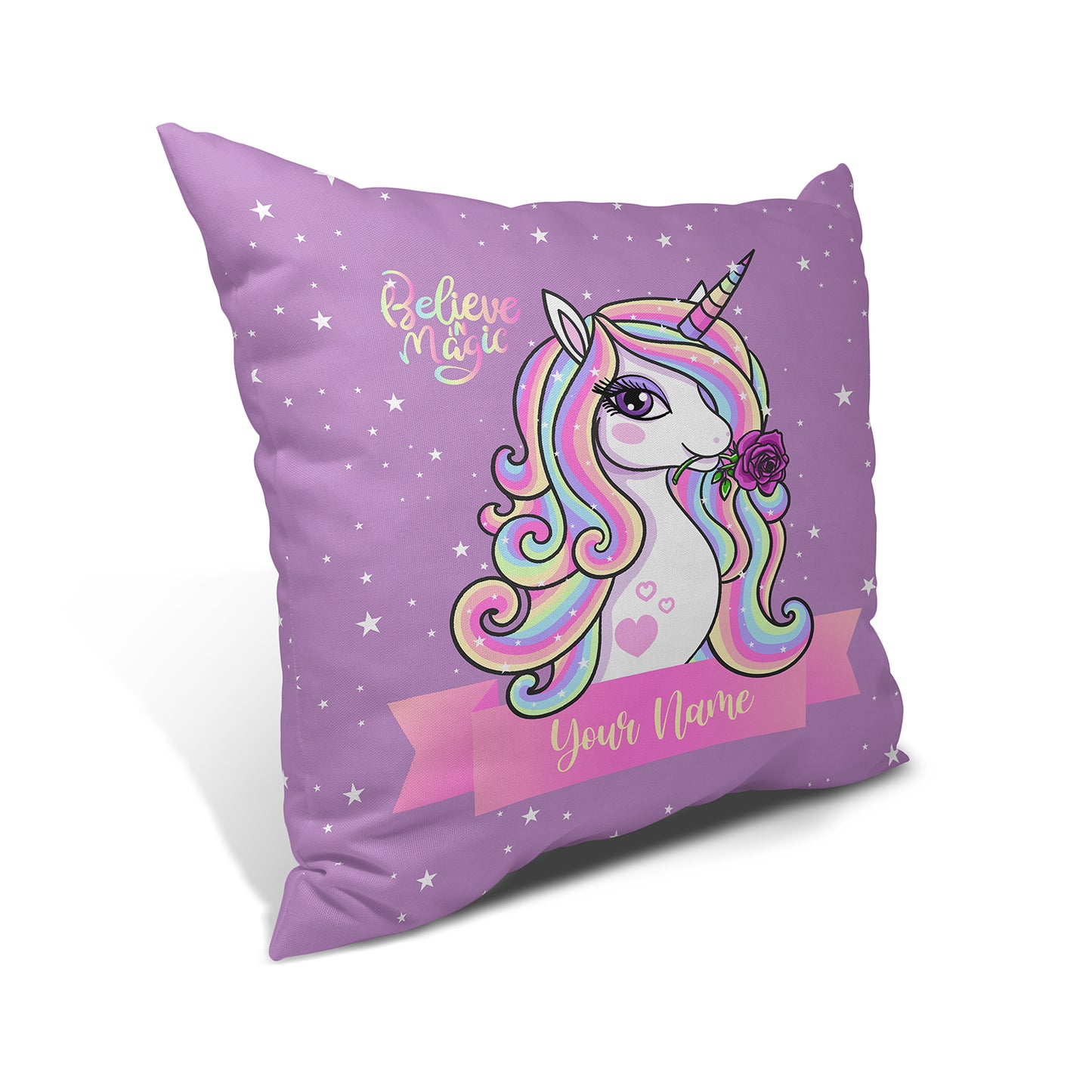 Believe In Magic Unicorn Throw Pillow