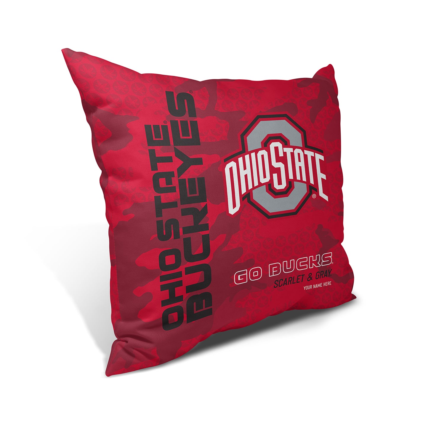 Ohio State Buckeyes Red Camo Throw Pillow | Personalized | Custom