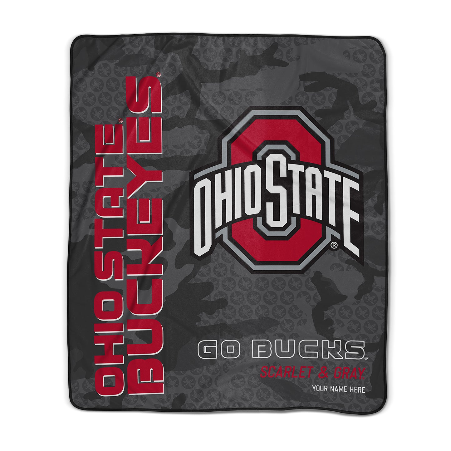 Ohio State Buckeyes Dark Camo Pixel Fleece Blanket | Personalized | Custom