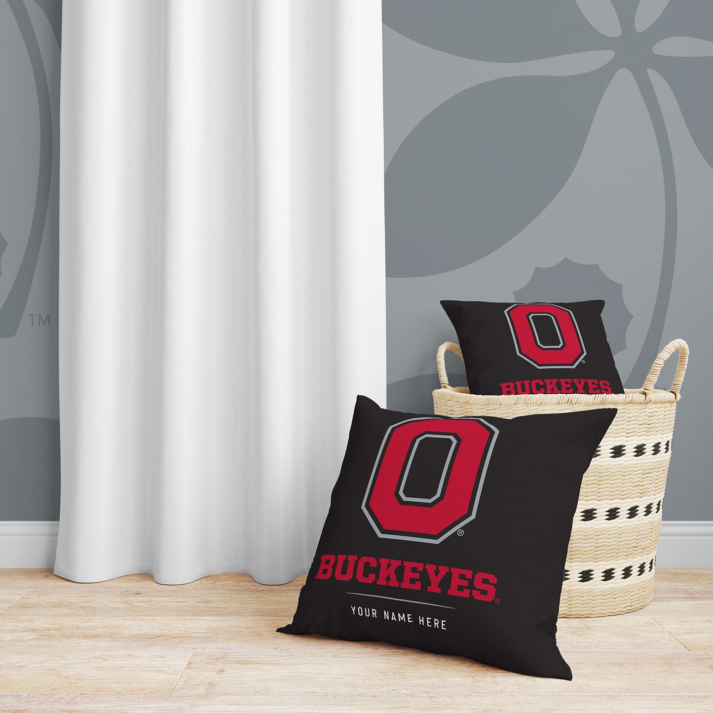 Ohio State Buckeyes Block Throw Pillow | Personalized | Custom