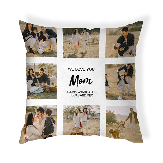 Modern Mother's Day Father's Day Family Photo Collage Throw Pillow